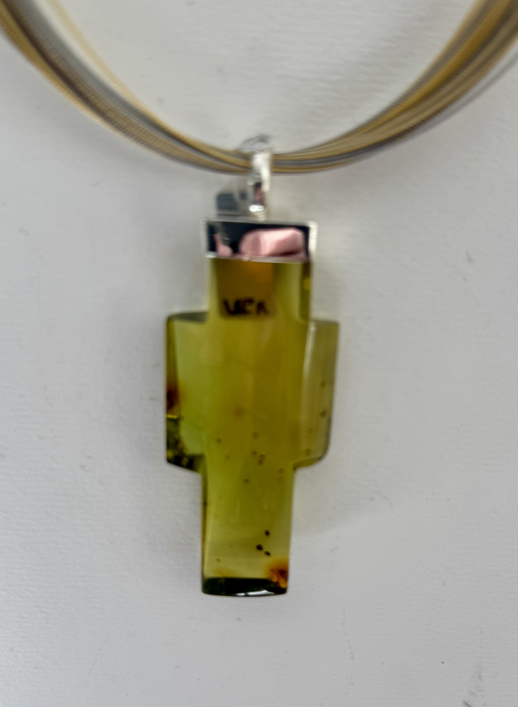 Grüner Bernstein Anhänger 925 Silber